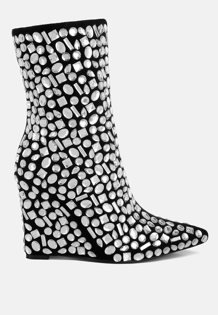 Trend Titan Diamante Slim Wedge Heel Boots - Forbes outlet’s