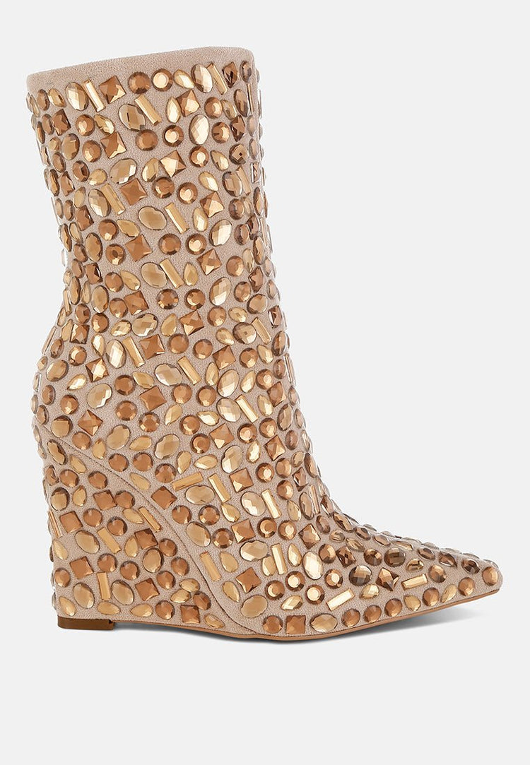 Trend Titan Diamante Slim Wedge Heel Boots - Forbes outlet’s