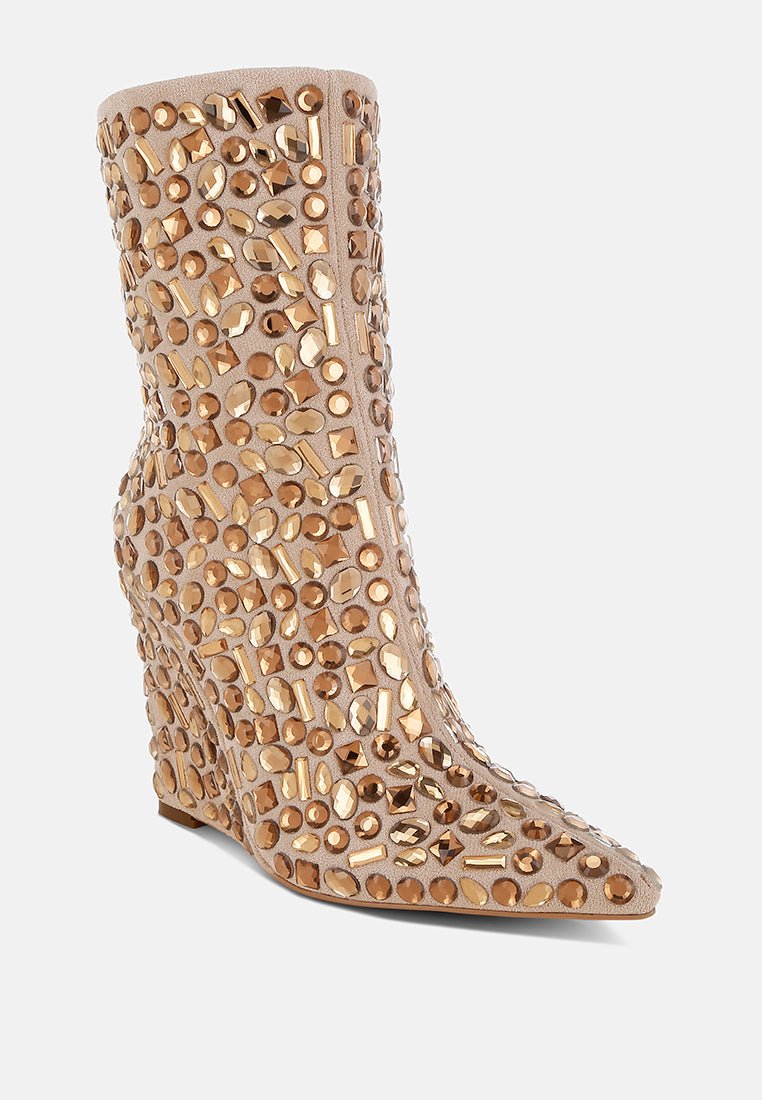 Trend Titan Diamante Slim Wedge Heel Boots - Forbes outlet’s
