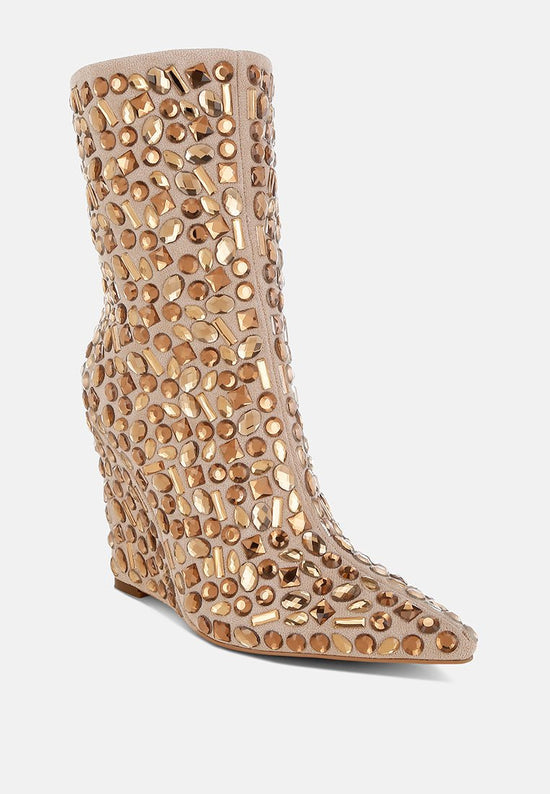 Trend Titan Diamante Slim Wedge Heel Boots - Forbes outlet’s