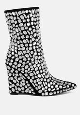 Trend Titan Diamante Slim Wedge Heel Boots - Forbes outlet’s