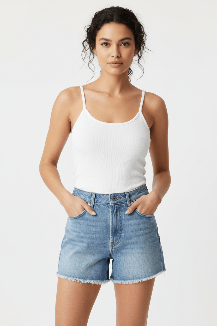 Denim Shorts & White Tank Top SetSummer Denim Shorts & White - Forbes outlet’s