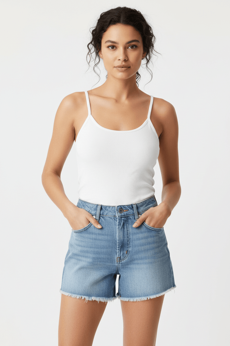 Denim Shorts & White Tank Top SetSummer Denim Shorts & White - Forbes outlet’s