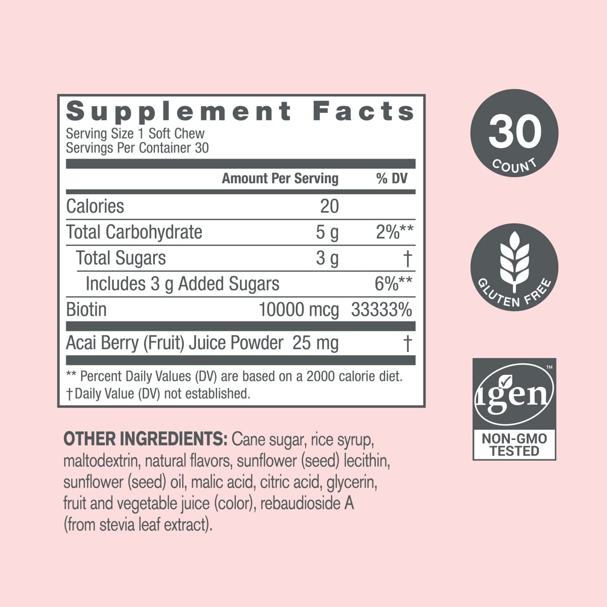 NeoCell Biotin Beauty Soft Chews - Acai Berry Flavor - 30 Count - Forbes outlet’s
